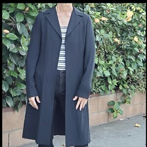 KENAR open midi black long sleeve  coat lined sz.6 business travel office